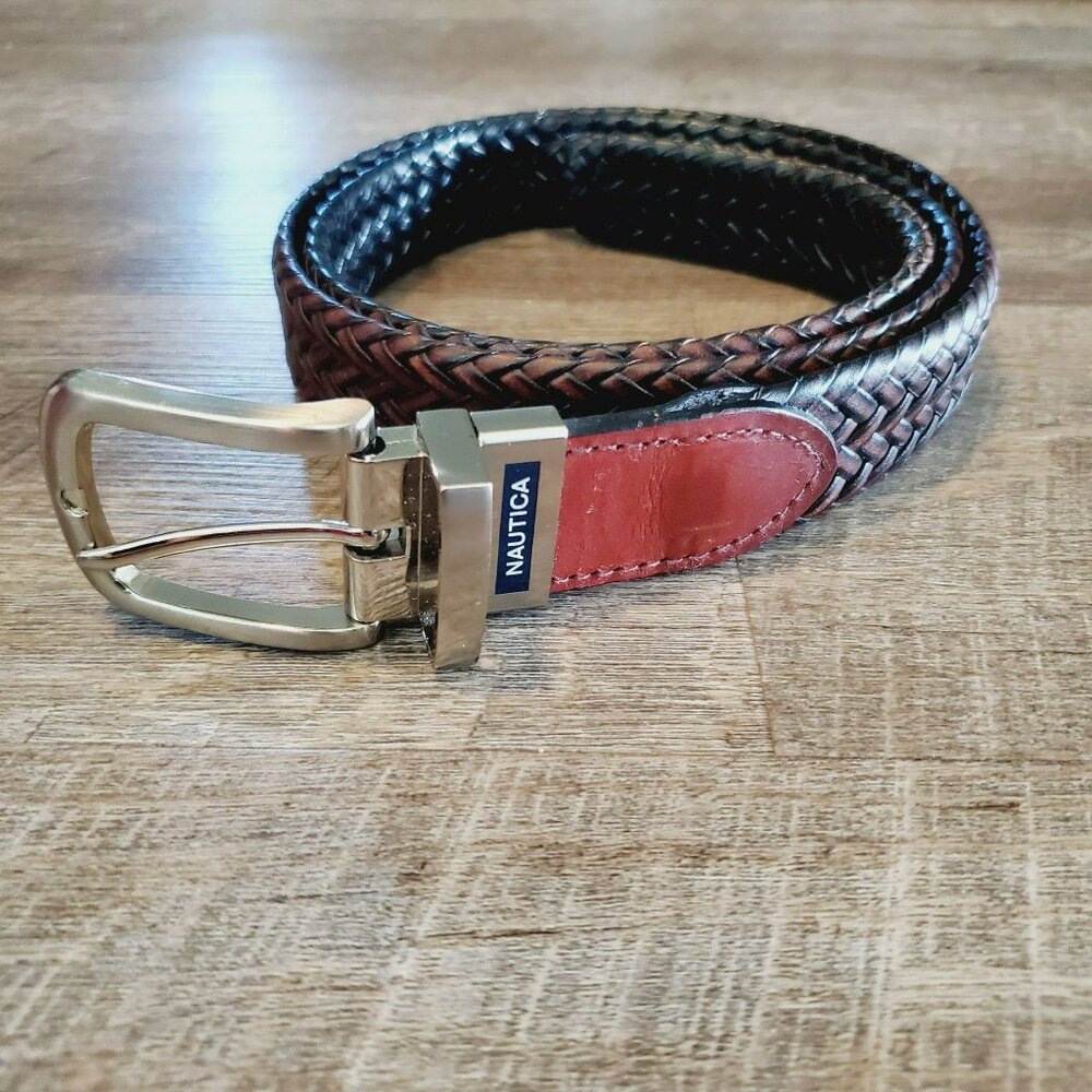 Belt Nautica Brown/Tan Leather 38/95 Bonded Leather